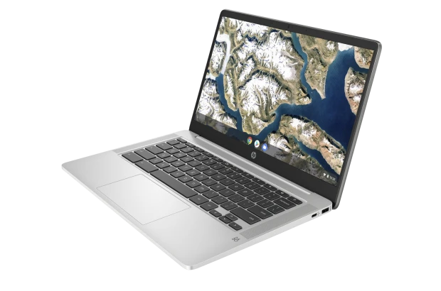 OUTLET Laptop HP Chromebook 14a-na0050nd / 9ZA40EA / Intel N4000 / 4GB / eMMC 64 GB / Intel UHD / FullHD / Chrome OS / Srebrny