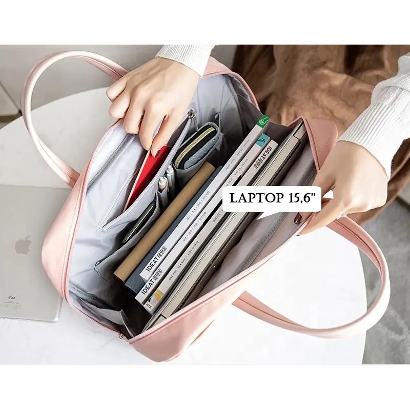Elegancka RÓŻOWA torba etui na laptopa 15,6" dla kobiety