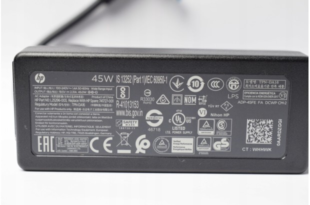 oryginalny zasilacz HP 45W 19V 2.31A 4.5x3.0mm PIN