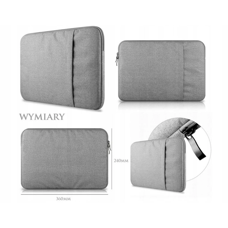 Piękna torba ETUI POKROWIEC na Laptop 13 - 14 cali (NOVAZA jasny szary)