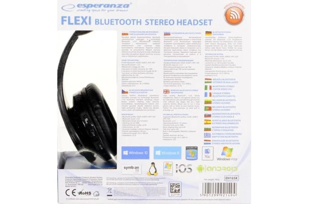 Słuchawki bezprzewodowe nauszne Esperanza FLEXI EH165K (EH165K)