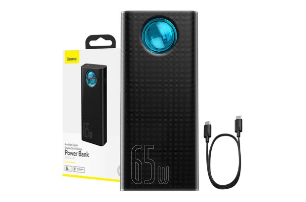 OUTLET Powerbank Baseus Amblight 30000mAh, 4xUSB, USB-C, 65W (czarny)