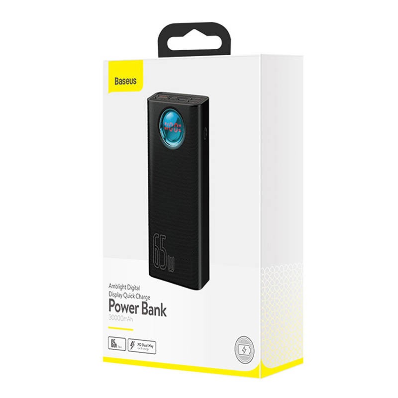 OUTLET Powerbank Baseus Amblight 30000mAh, 4xUSB, USB-C, 65W (czarny)