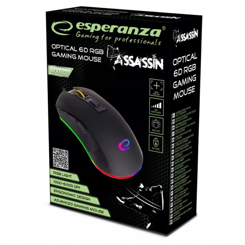 Myszka przewodowa Esperanza MX601 EGM601 Assassin sensor optyczny (EGM601)