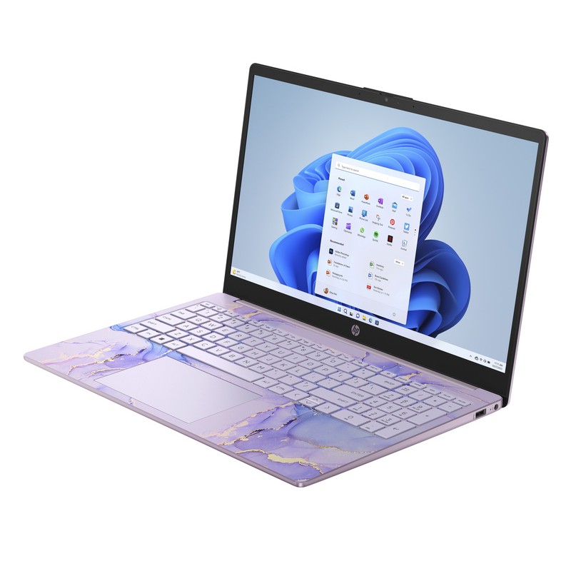 Laptop do biura HP 15-fc0654 / 9A0T8UA / AMD Silver 7120U / 4GB / SSD 128GB / Radeon / HD / Dotyk / Win 11 / Fioletowy