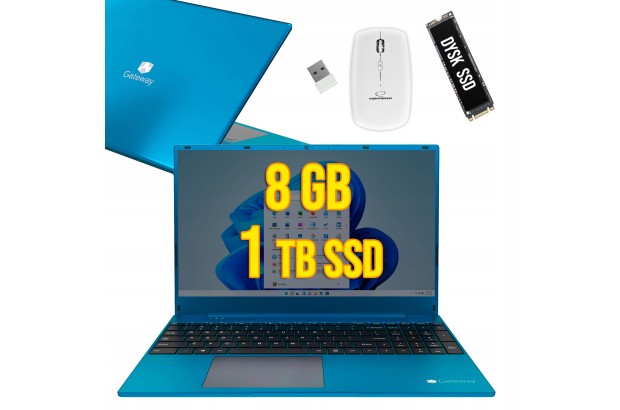 OUTLET PIĘKNY Laptop na prezent Niebieski ACER GATEWAY Ryzen 7 8/1TB SSD FHD WIN11 GWNR71517-BL