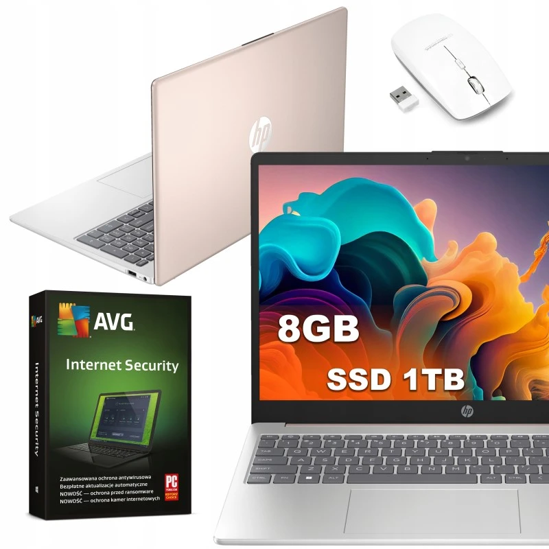 Różowy Laptop dla kobiet HP 15 AMD Ryzen 5 Radeon FullHD 8GB SSD 1TB Win11 7W6H7UA