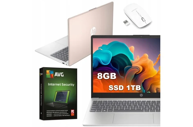 Różowy Laptop dla kobiet HP 15 AMD Ryzen 5 Radeon FullHD 8GB SSD 1TB Win11 7W6H7UA