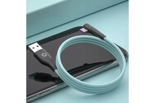 Kabel LIQUID USB-A USB-C (kątowy) 1m NIEBIESKI