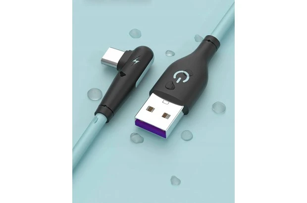 Kabel LIQUID USB-A USB-C (kątowy) 1m NIEBIESKI