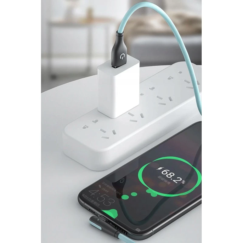 Kabel LIQUID USB-A USB-C (kątowy) 1m NIEBIESKI