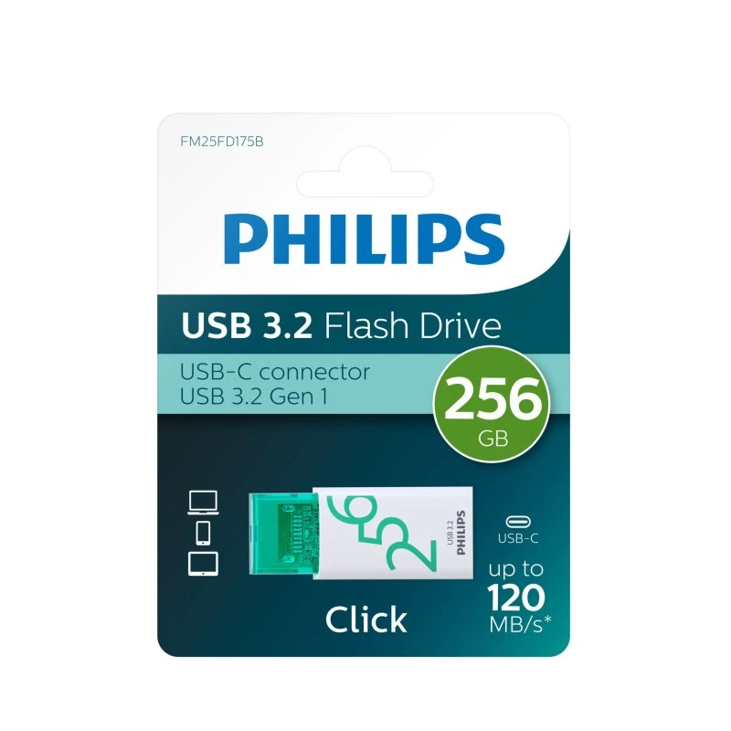 Pendrive Philips USB 3.2 256GB Click Series Gen 1 USB-C (FM25FD175B/00)