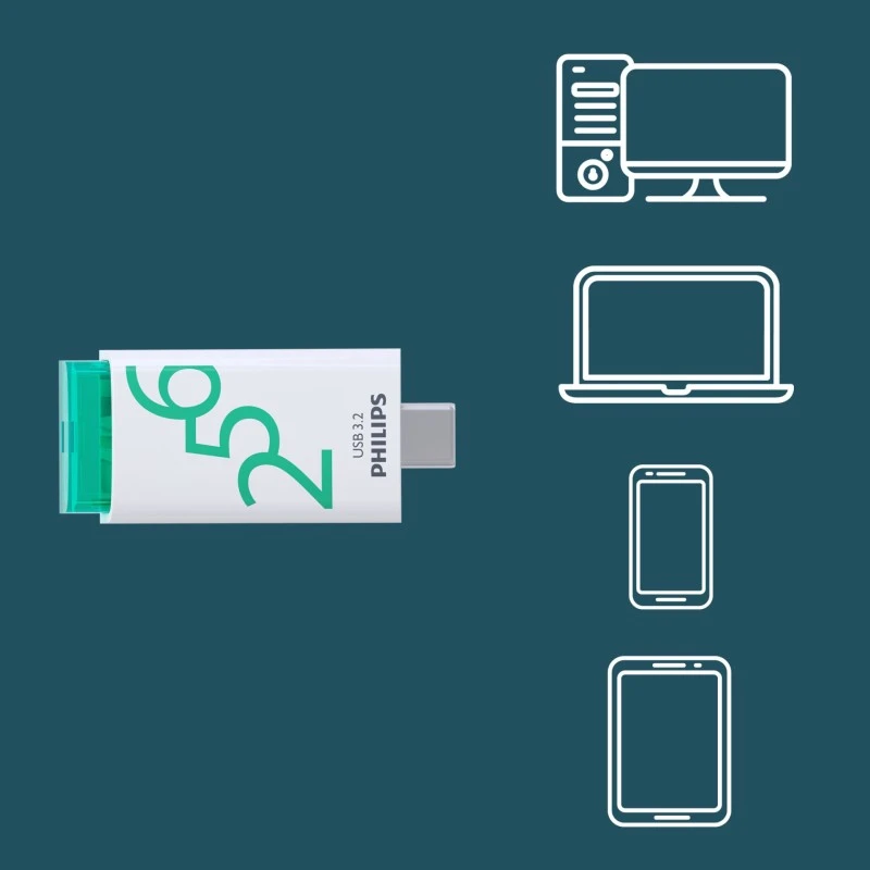 Pendrive Philips USB 3.2 256GB Click Series Gen 1 USB-C (FM25FD175B/00)