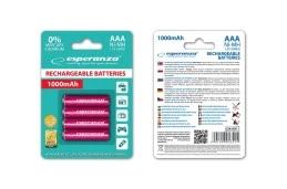 Najwyższej jakości Akumulatorki Esperanza 4szt typu AAA 1000mAh (EZA102R)
