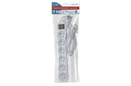 Listwa zasilająca 6 gniazd, wyłącznik, 1,5m, ochrona przed dziećmi BIAŁA (ELK217W)