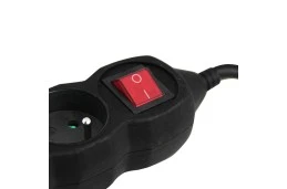 Listwa zasilająca 6 gniazd, wyłącznik, 3m, ochrona przed dziećmi CZARNA (ELK218K)