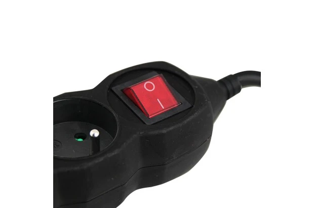 Listwa zasilająca 6 gniazd, wyłącznik, 3m, ochrona przed dziećmi CZARNA (ELK218K)