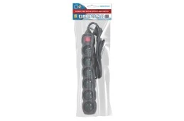 Listwa zasilająca 6 gniazda, wyłącznik, 1,5m, ochrona przed dziećmi CZARNA (ELK217K)