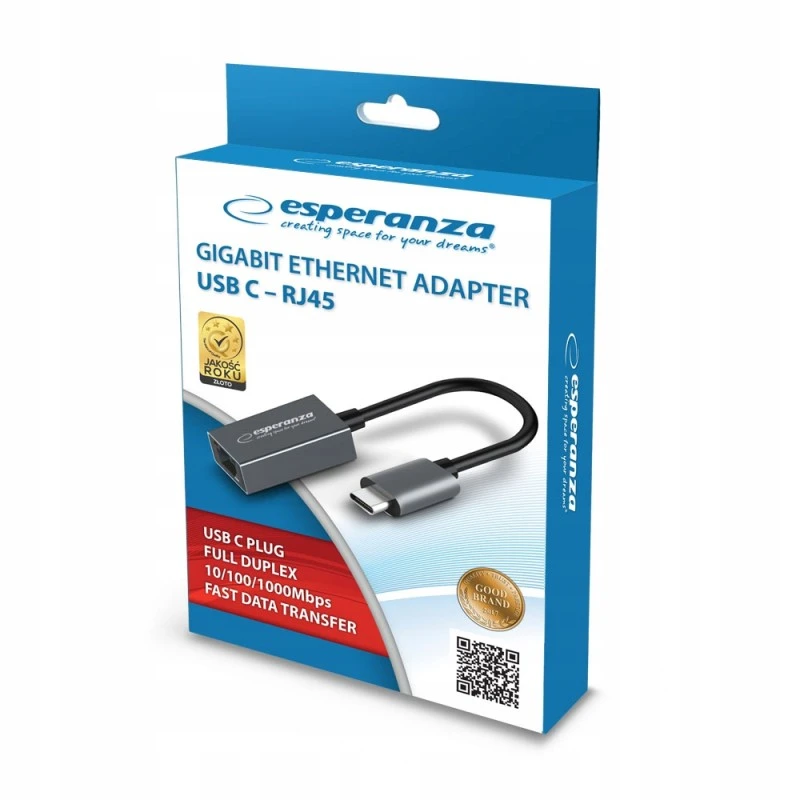 Karta sieciowa USB-C Esperanza Ethernet (RJ-45) 1000 Mbps (ENA102)