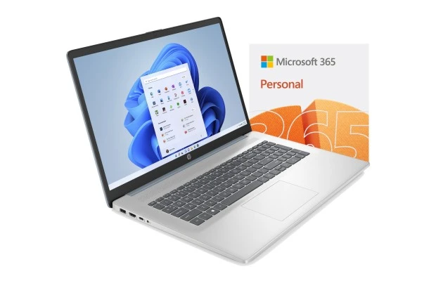 Laptop HP 17-cn3102ds / A59W0UA / Office / Intel N200 / 4GB / 128GB USF / Intel UHD / HD+ / Win 11 / Niebiesko-Srebrny