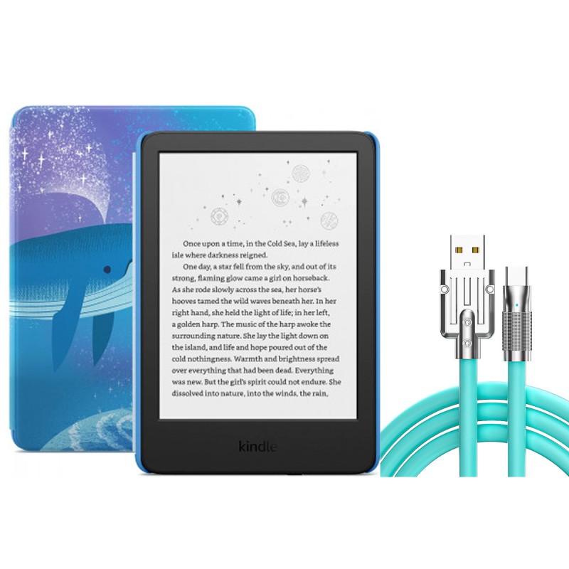 Zestaw Czytnik e-book Amazon Kindle 11 Kids wieloryb + Kabel USB