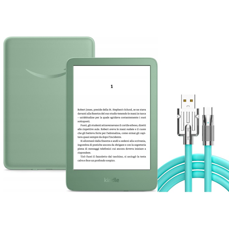 Zestaw Czytnik Amazon Kindle 11 (2024) 16GB 6" Zielony + Kabel USB