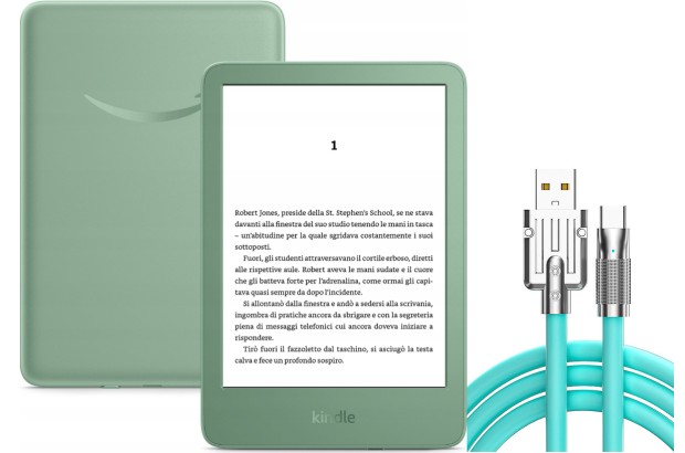 Zestaw Czytnik Amazon Kindle 11 (2024) 16GB 6" Zielony + Kabel USB