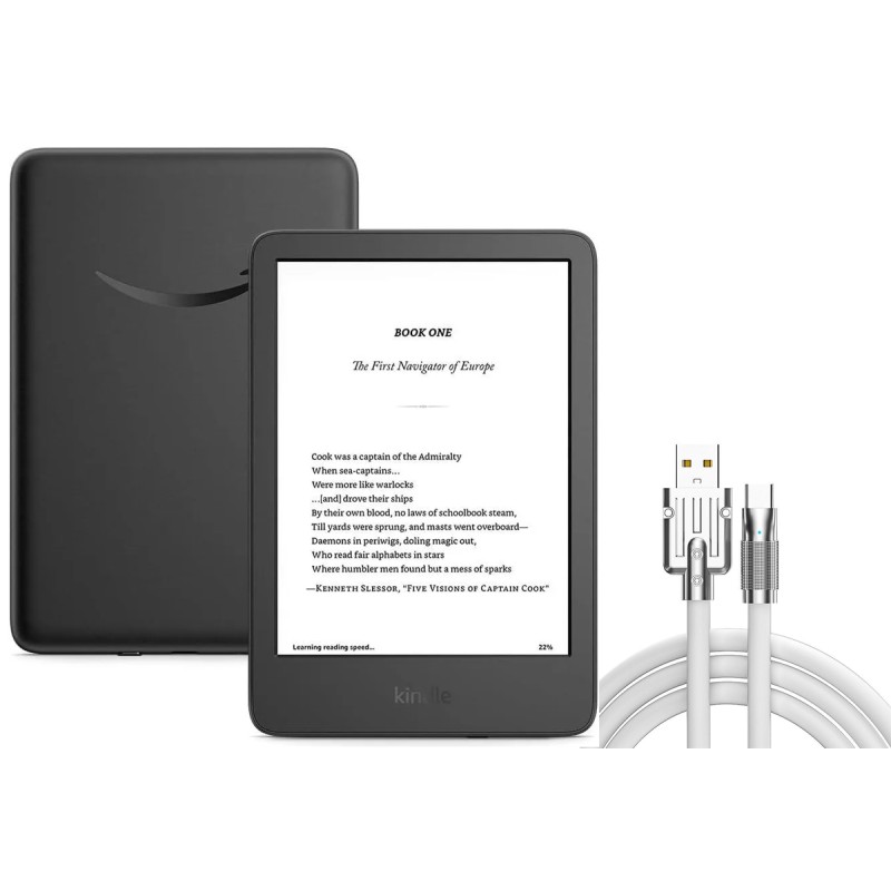 Zestaw Czytnik Amazon Kindle 11 (2024) 16GB 6" czarny + Kabel USB