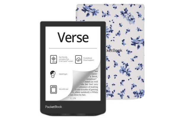 Czytnik PocketBook Verse (629) 8GB Niebieski z Etui PocketBook Shell KWIATY
