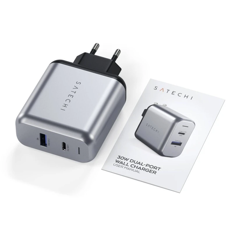 Podwójna ładowarka sieciowa Satechi 30W do telefonów tabletów USB-A USB-C