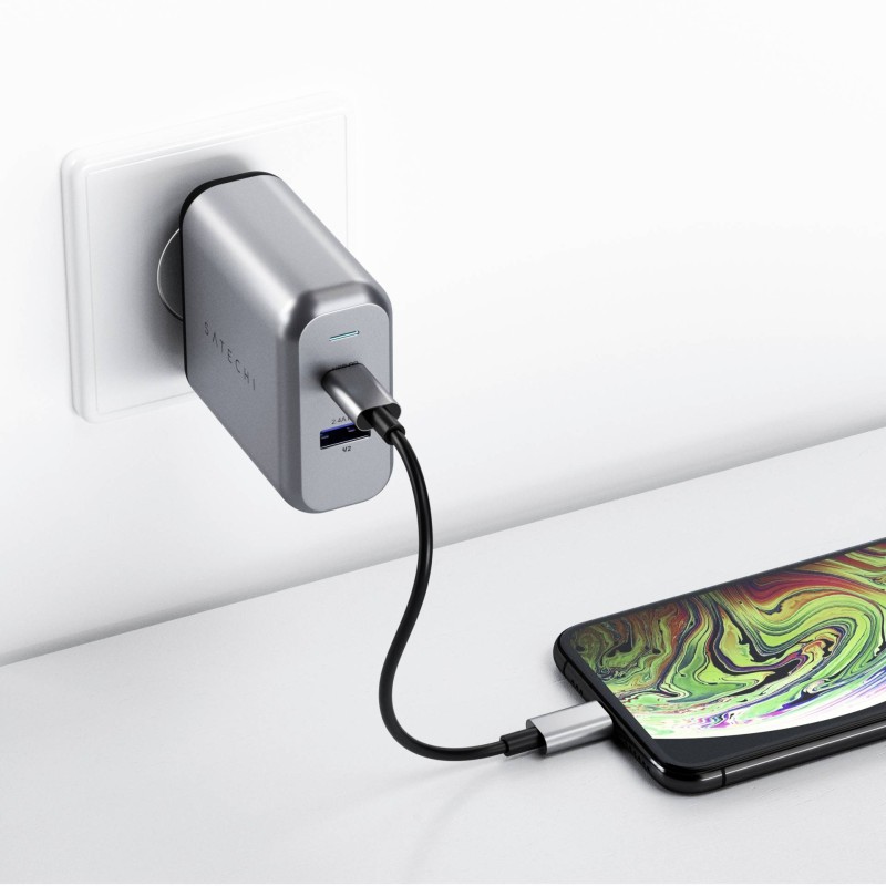 Podwójna ładowarka sieciowa Satechi 30W do telefonów tabletów USB-A USB-C