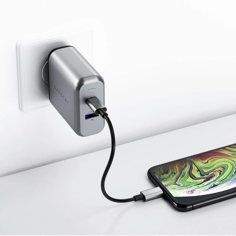 Podwójna ładowarka sieciowa Satechi 30W do telefonów tabletów USB-A USB-C