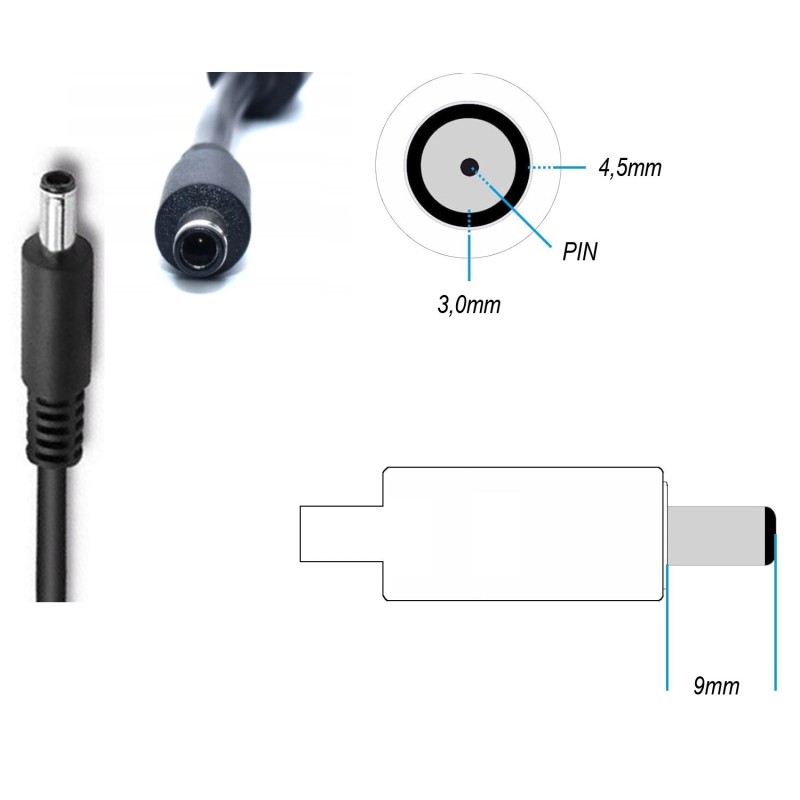 Zasilacz DELL 65W 19,5V 3,34A 4,5x3,0mm + PIN (MGJN9)