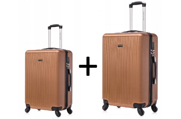 Zestaw 2x średnia 24" + duża 28" podróżna walizka na kółkach ABS odpi.kół
