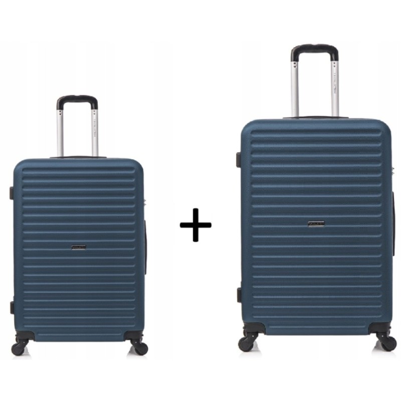 Zestaw Vip 2x walizka podróżna ABS 28" i 24" DARK BLUE ATENY odpi.kół