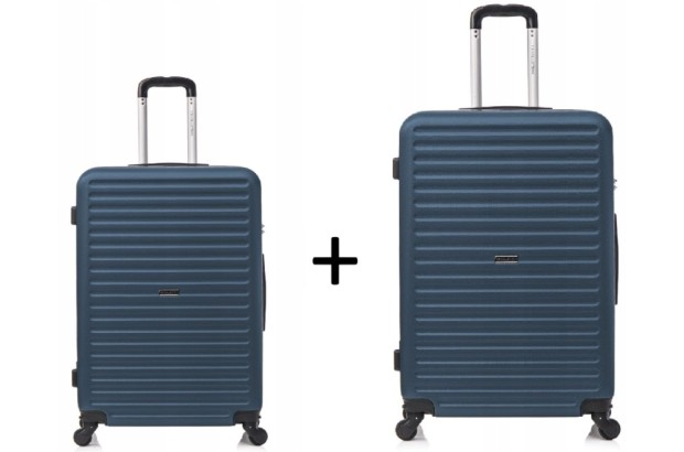 Zestaw Vip 2x walizka podróżna ABS 28" i 24" DARK BLUE ATENY odpi.kół