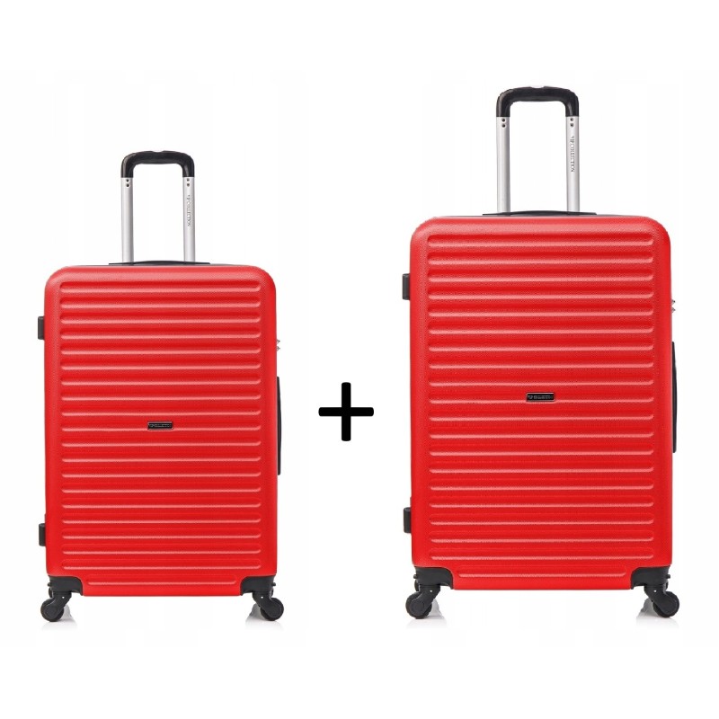ZESTAW Duża + średnia walizka podróżna VIP ABS 28" RED ATENY 28"+24"