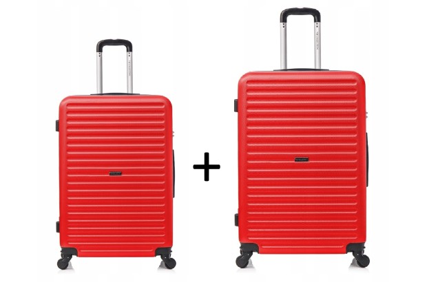 ZESTAW Duża + średnia walizka podróżna VIP ABS 28" RED ATENY 28"+24"
