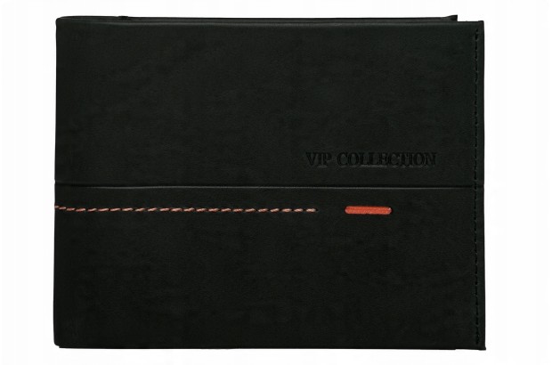 VIP Collection prawdziwa skóra licowa czarny mały portfel uniseks z RFID