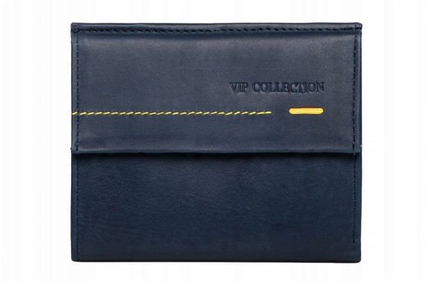 VIP Collection prawdziwa skóra mały portfel damski z RFID niebieski