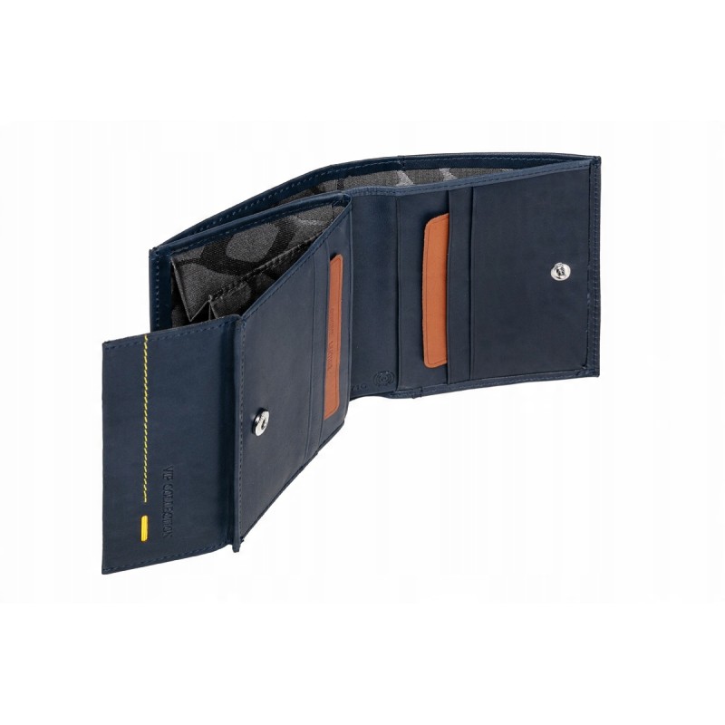 VIP Collection prawdziwa skóra mały portfel damski z RFID niebieski