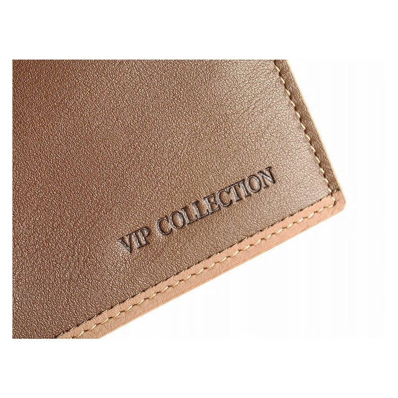 VIP Collection prawdziwa skóra beżowy średni portfel męski skórzany Bolonia
