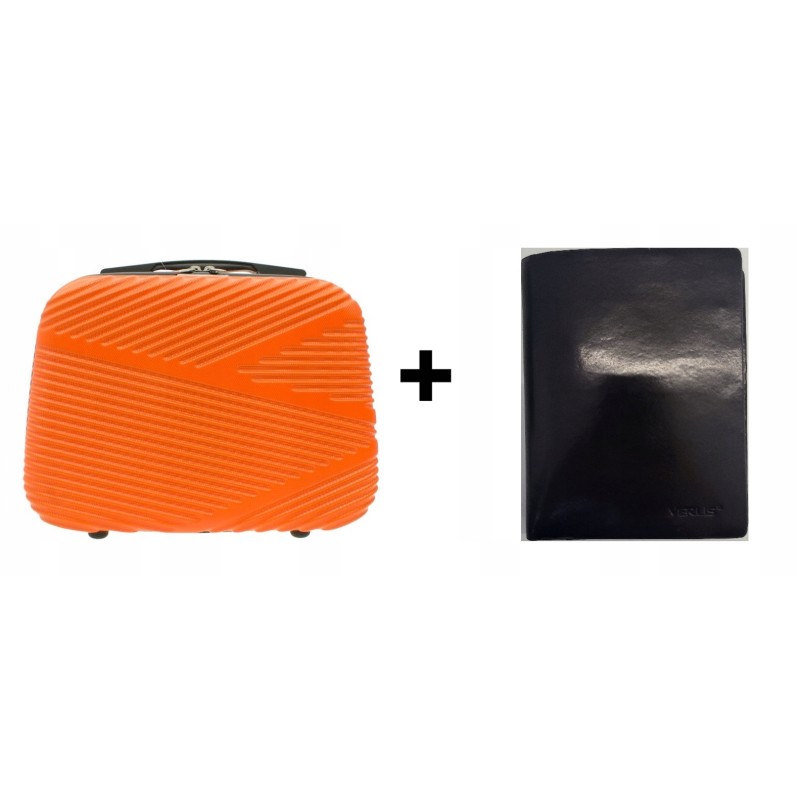 Zestaw -50 % Vip Collection mały kuferek podróżny ABS ORANGE 14L +portfel