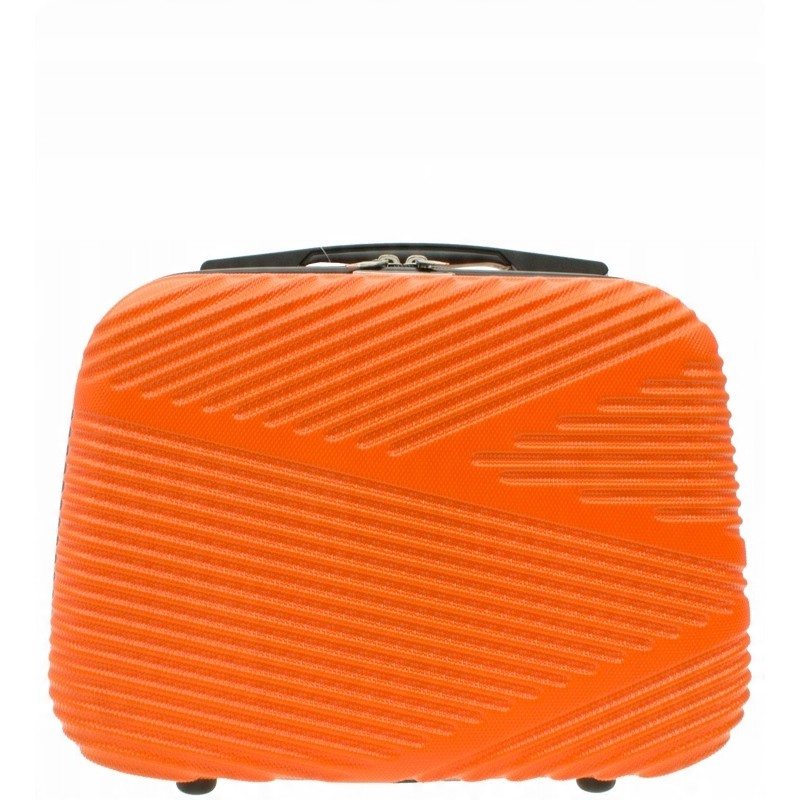 Zestaw -50 % Vip Collection mały kuferek podróżny ABS ORANGE 14L +portfel
