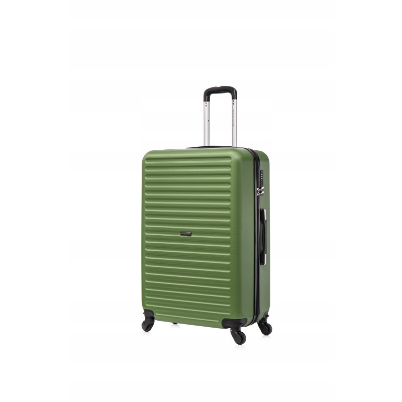 ZESTAW Duża walizka podróżna ABS 28" zielona odpinane kółka + średnia 24"