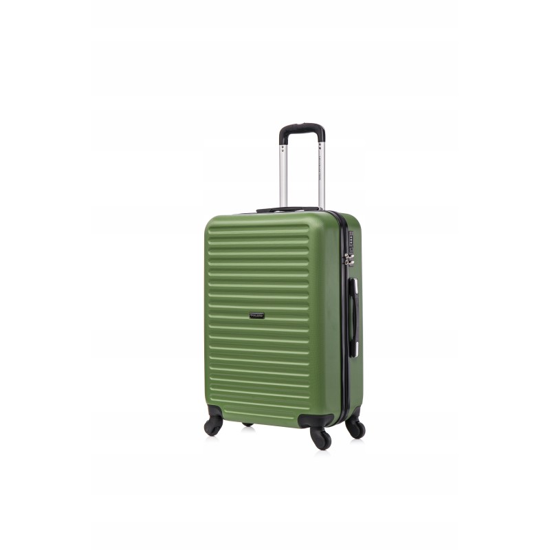 ZESTAW Duża walizka podróżna ABS 28" zielona odpinane kółka + średnia 24"