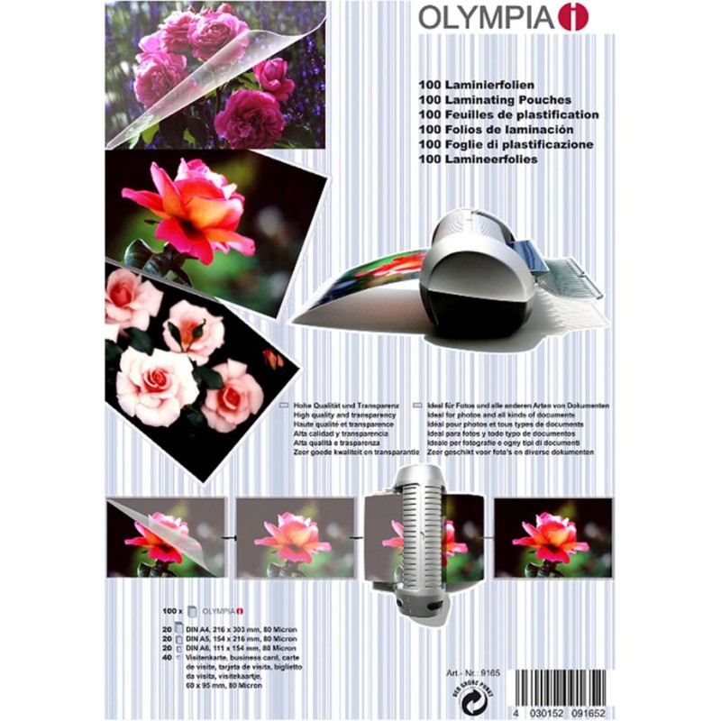 Zestaw folii do laminowania Olympia A4 A5 A6 business cards