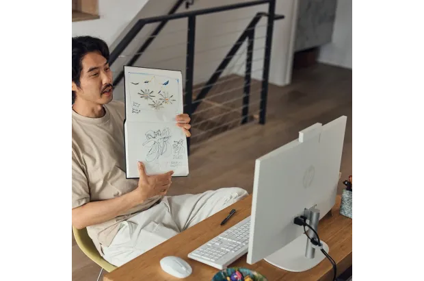 Komputer All in One 24-cr0038nl / 9Z082EA / AMD Ryzen 5 / 16GB / SSD 512GB / Radeon / FullHD / Win 11 / Biały