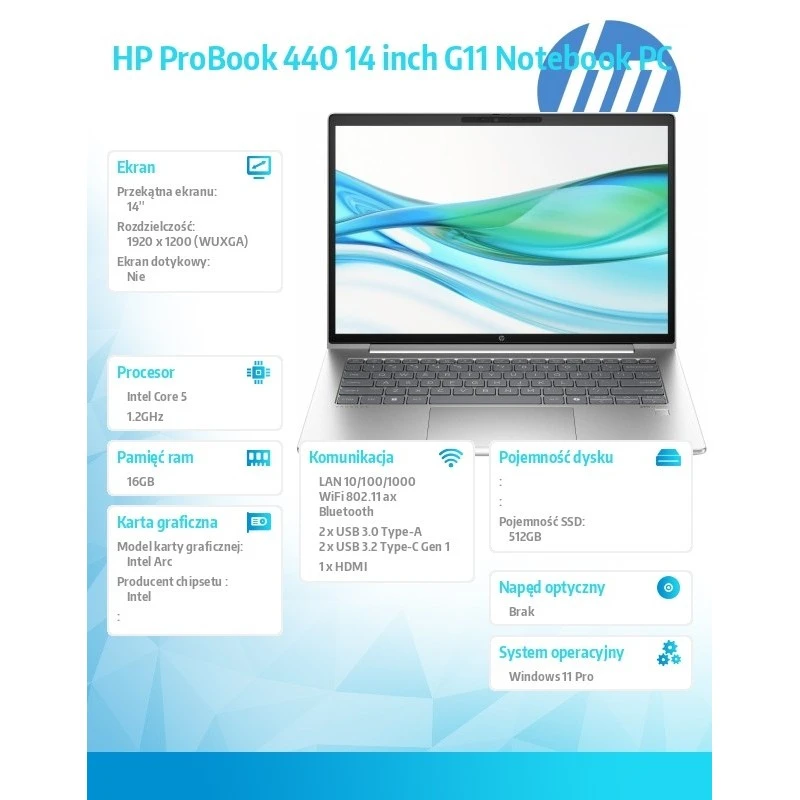 Laptop HP ProBook 440 G11 14 " Intel Core Ultra 5 16 GB / 512 GB srebrny