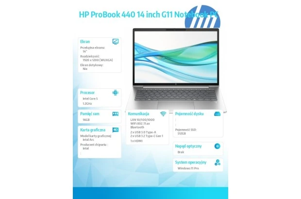 Laptop HP ProBook 440 G11 14 " Intel Core Ultra 5 16 GB / 512 GB srebrny